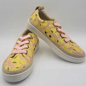 Spenco Yellow and Pink Patterned Sneakers SIZE 7